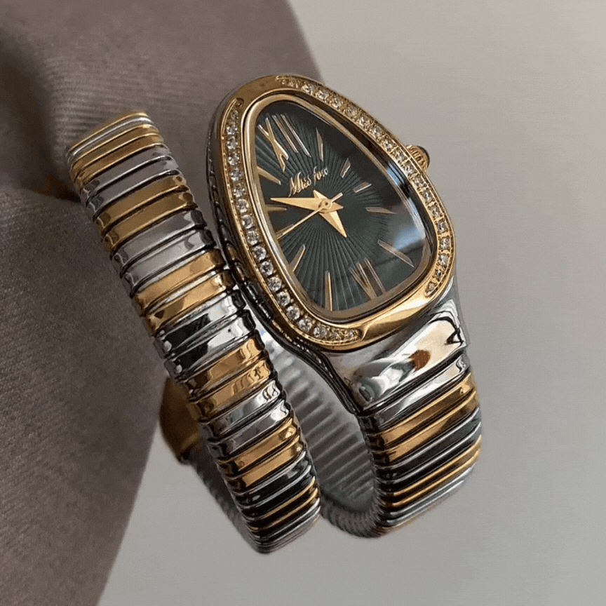 Serpenti Ladies’ Quartz Watch – Green Dial, Gold Case & Two-Tone Bracelet
