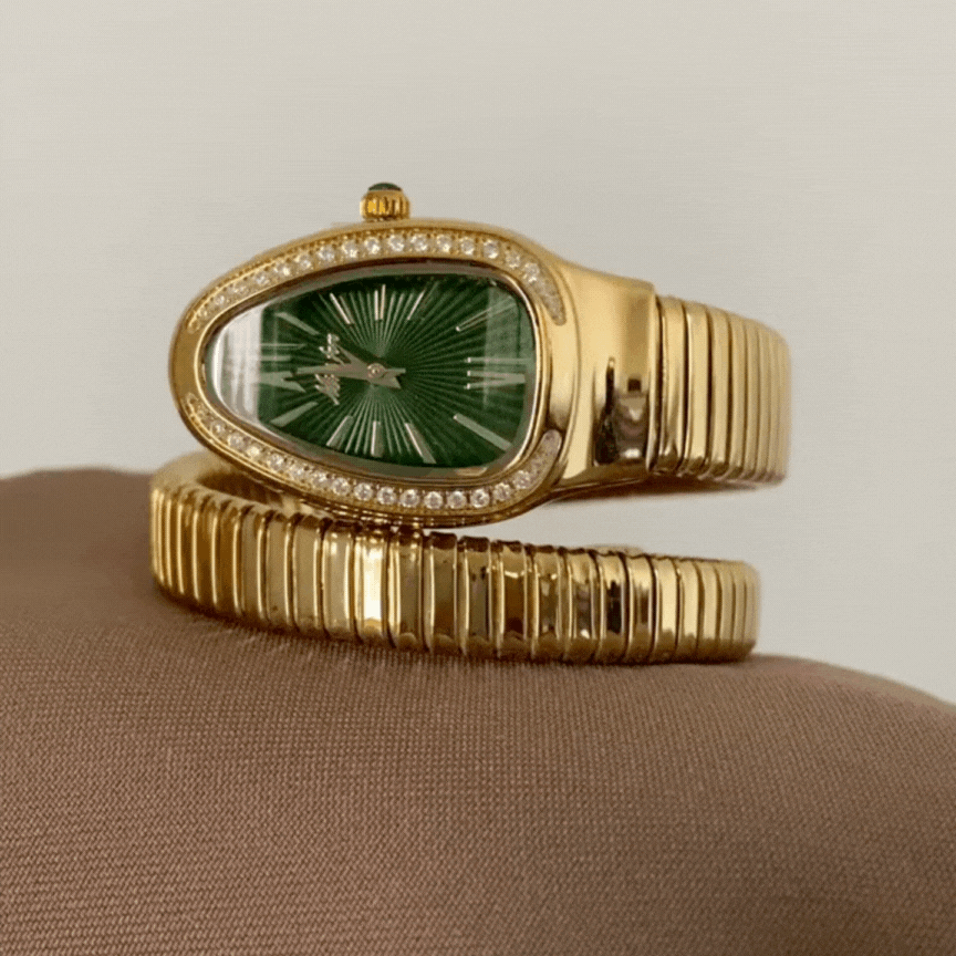 Gold & Green Serpenti – Diamond-Embellished Quartz Timepiece