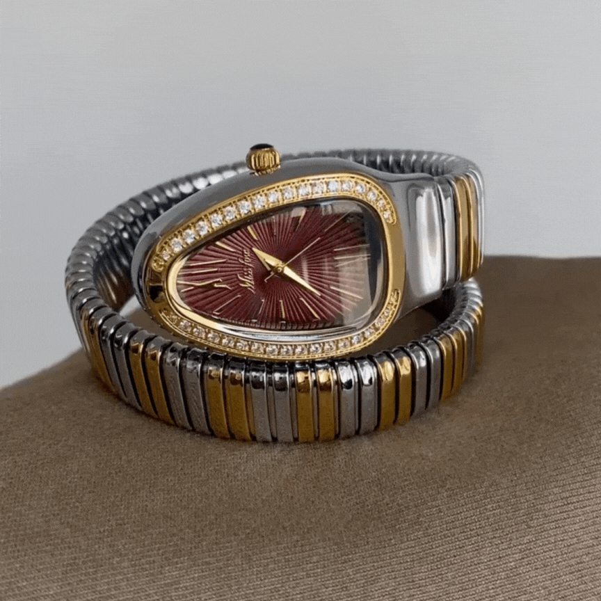 Angora Red Serpenti – Coiled Two-Tone Quartz Watch with Bold Dial