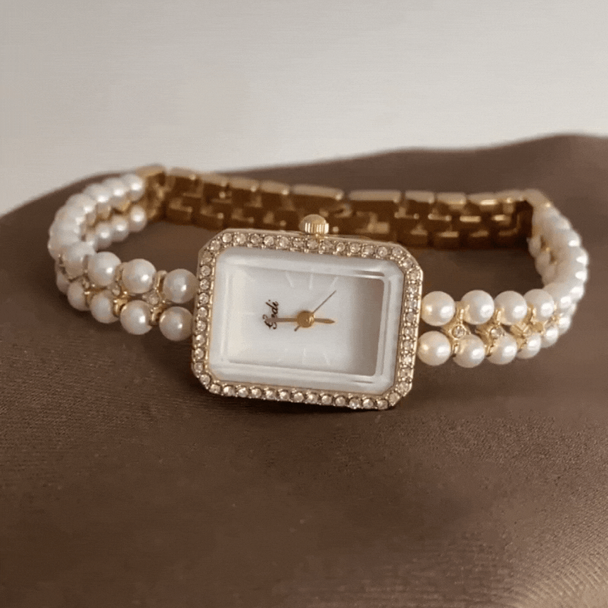 Chanel Charm Timepiece – Gold Mini Watch on Pearl-Linked Chain