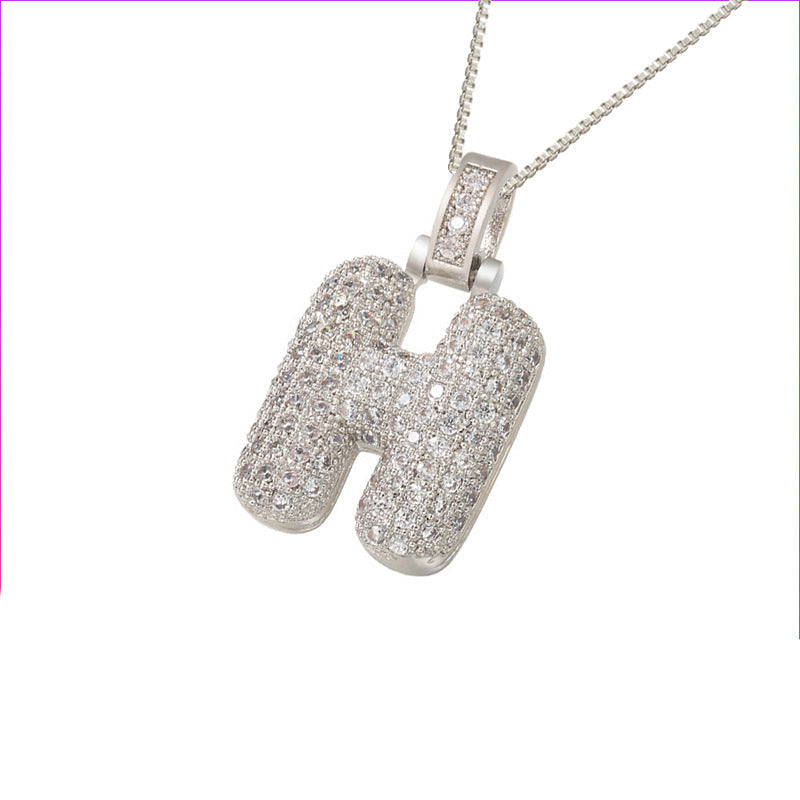 Pave Bubble Initial Necklace