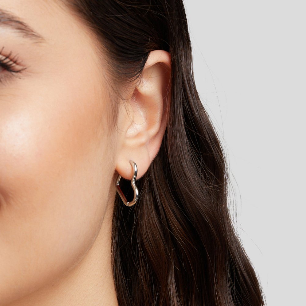 Heart Silver Hoop Earrings