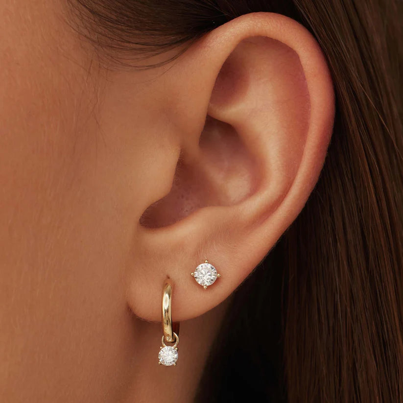 Larmes de Lune Stone Hoop Earrings in 14k Gold