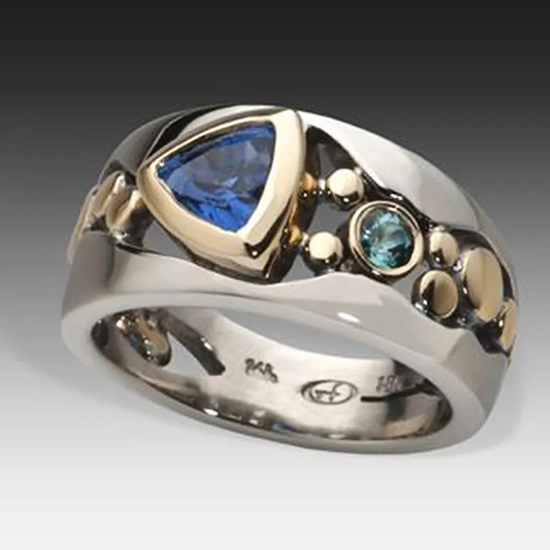 Retro-inspired Ring with Blue Crystal