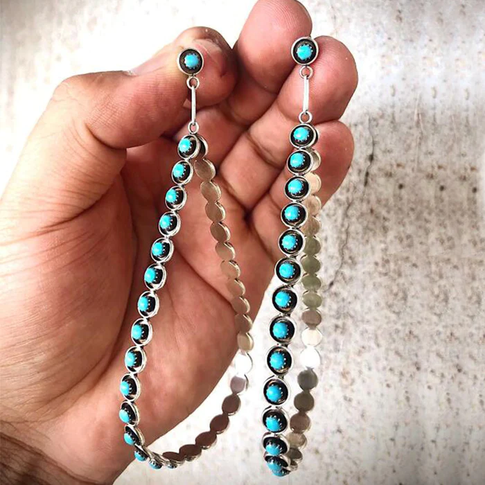 Vintage Turquoise Stone Drop Earrings