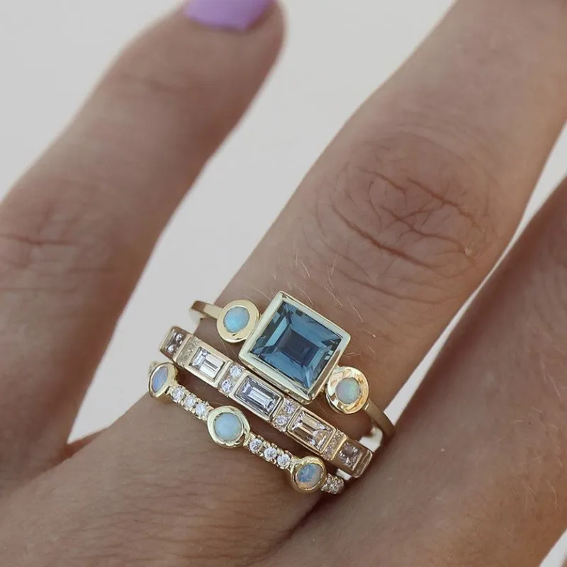 Heirloom Glow Vintage-Inspired Blue Ring Set
