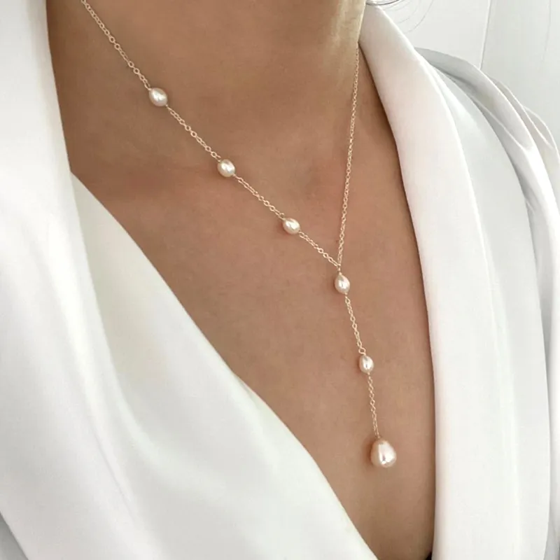 Grace Drop Elegant Hanging Pearl Necklace