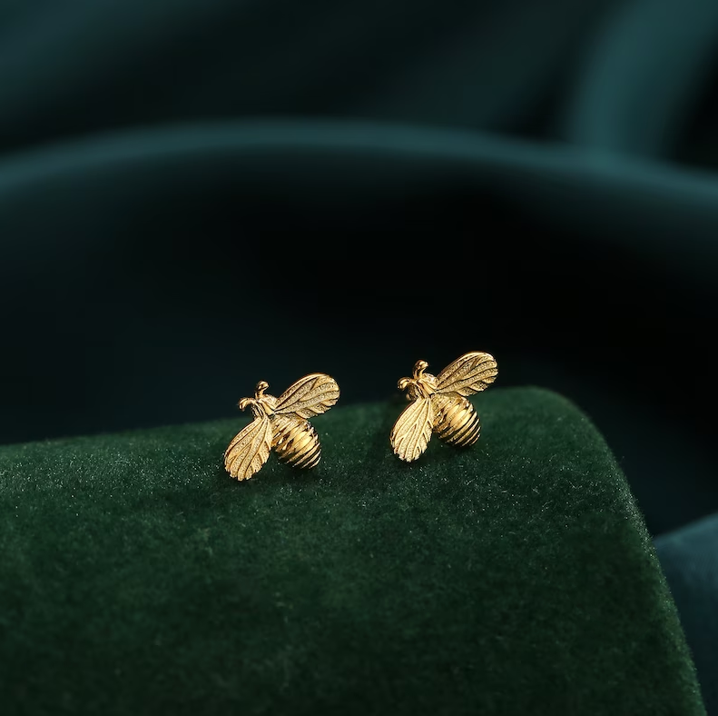 Vintage-Inspired Golden Bee Earrings