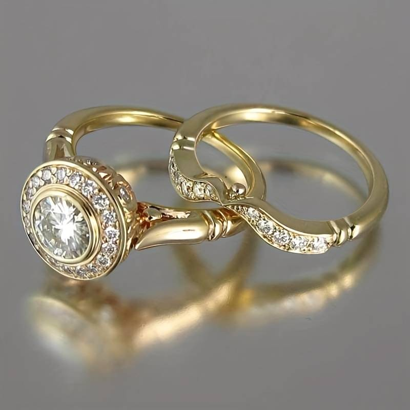 Retro Gold & Gemstone Ring Set