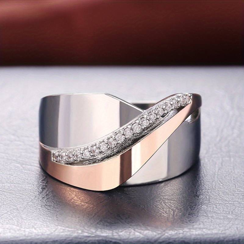 Zirconia Accent Ring in Rose Gold and Silver