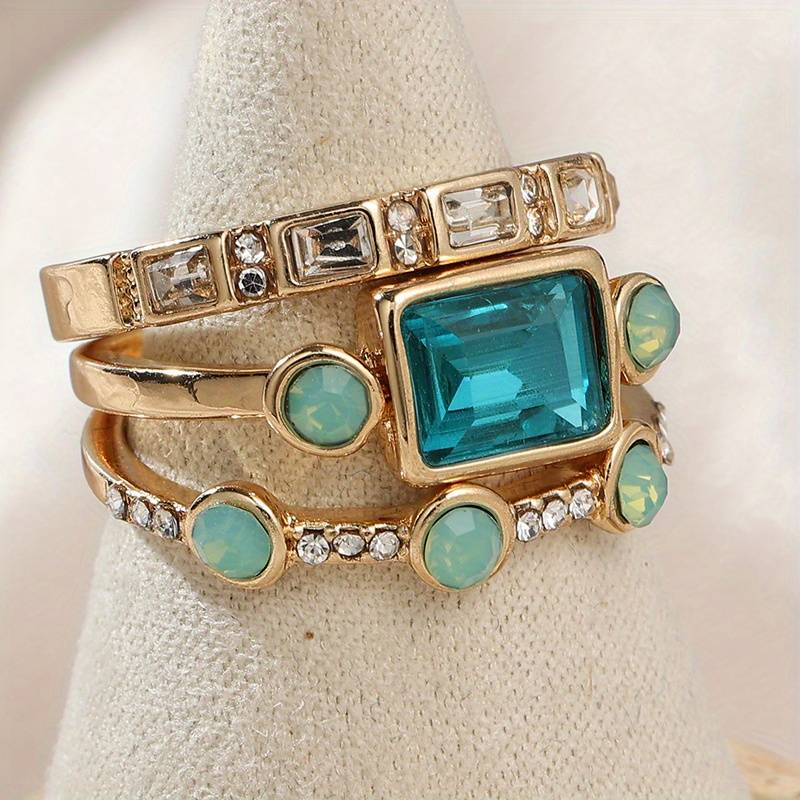 Heirloom Glow Vintage-Inspired Blue Ring Set