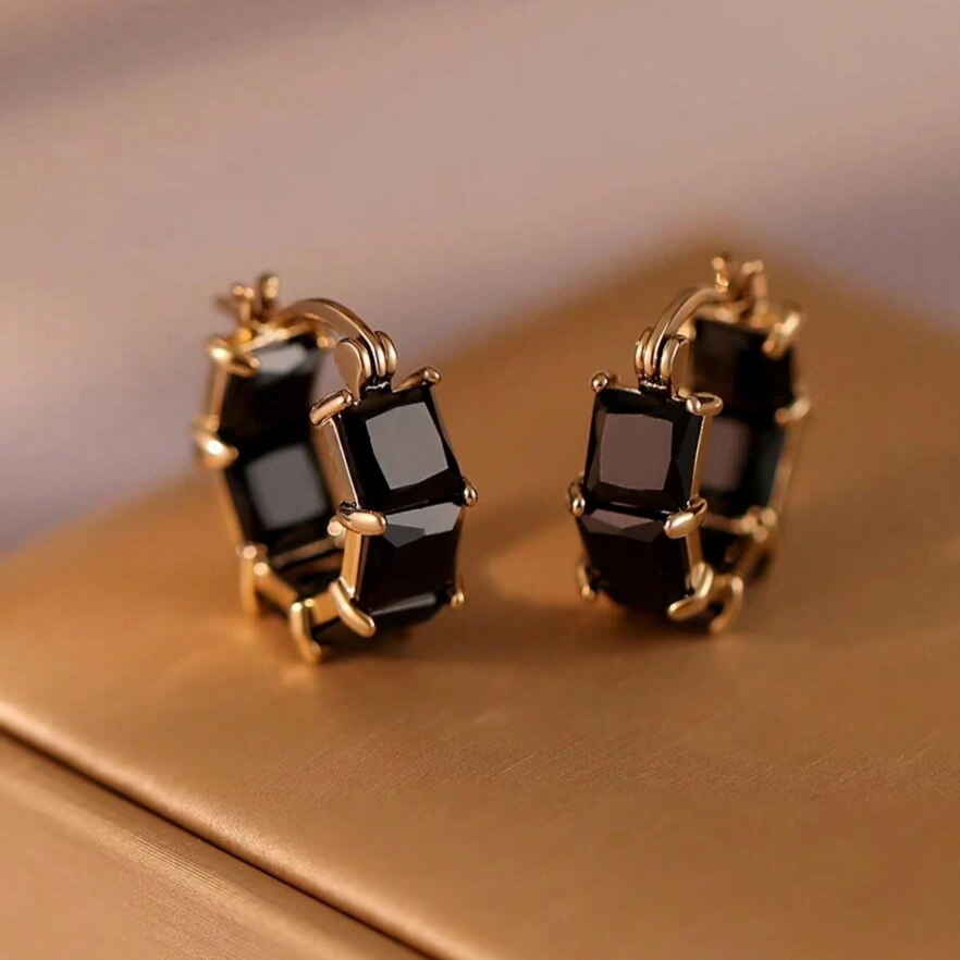 Elegant Vintage Black Zirconia Drop Earrings