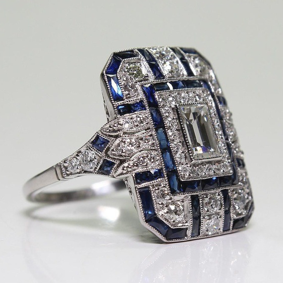 Vintage Silver Ring with Bright Blue Stone