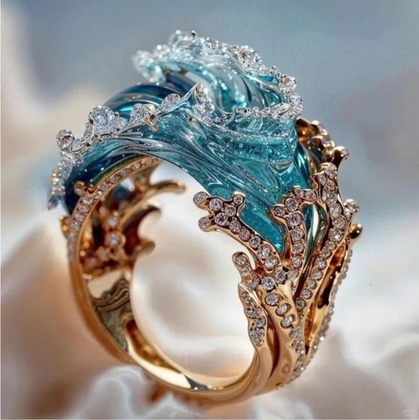 Ocean’s Oath Ring – A Promise Etched in Deep Blue