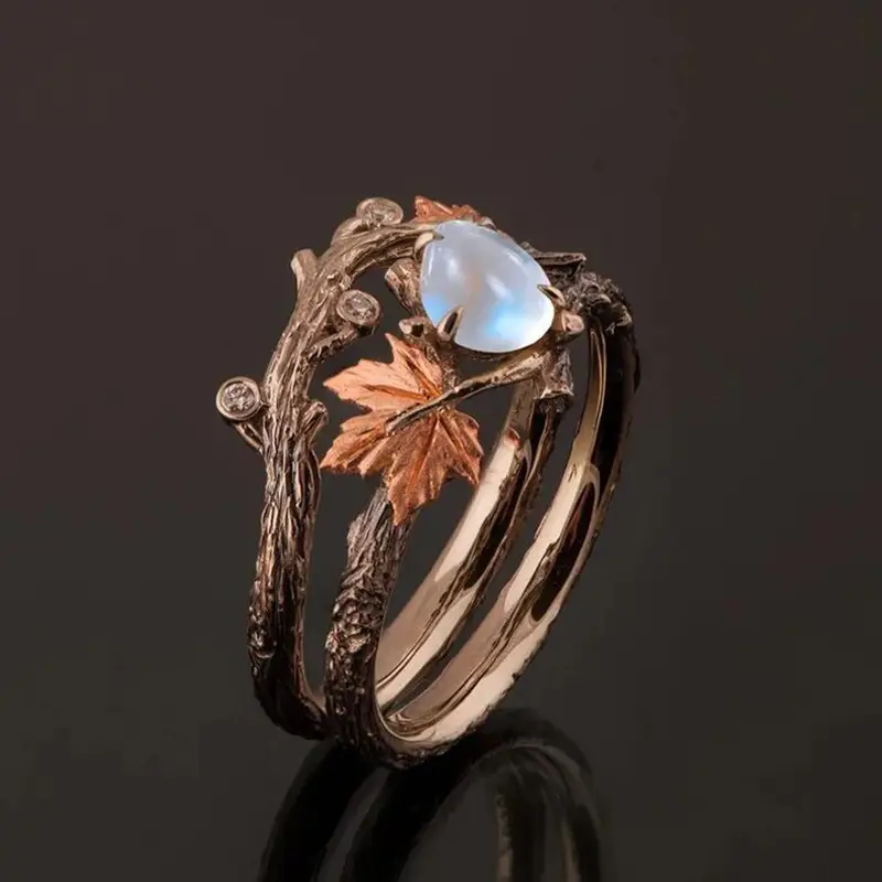 Nature-Inspired Moonstone Ring