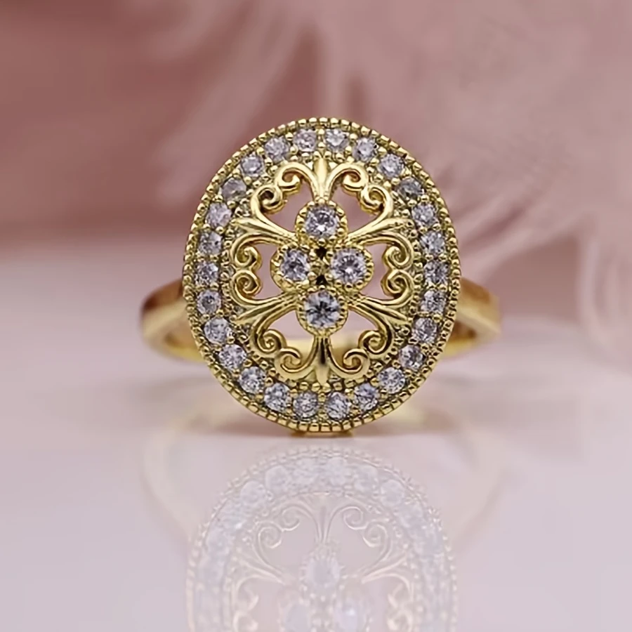 Gold Ring with Crystalline Mandala Design