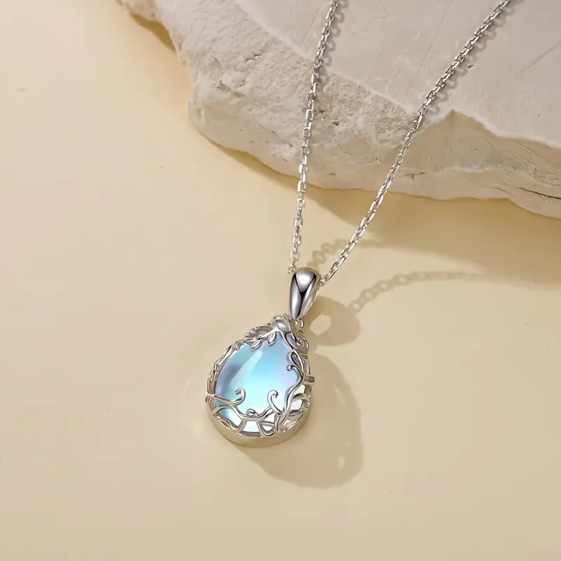 Crystal Drop Necklace – White and Blue Accents