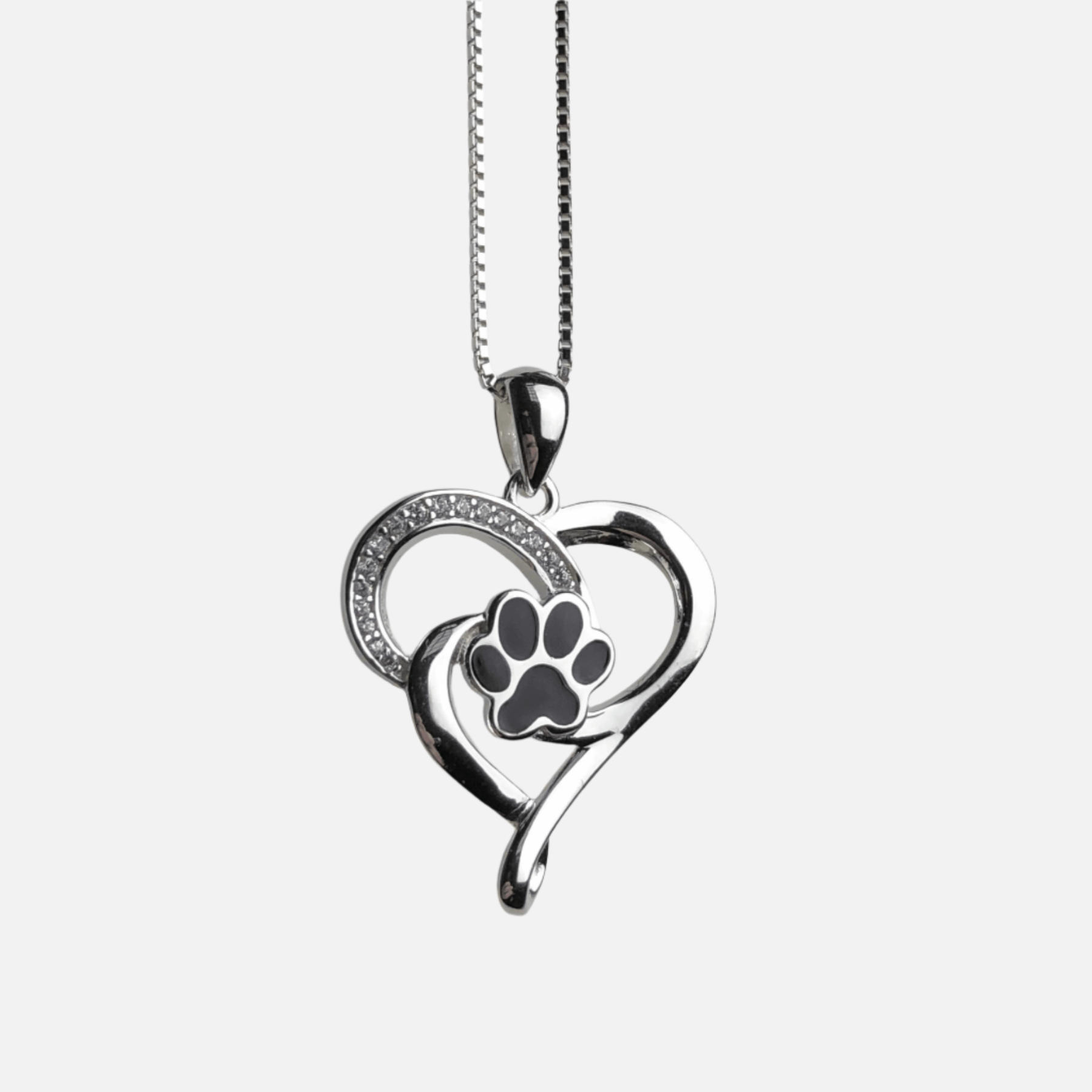 ELIN - Infinity Necklace With Heart & Paw in Silver