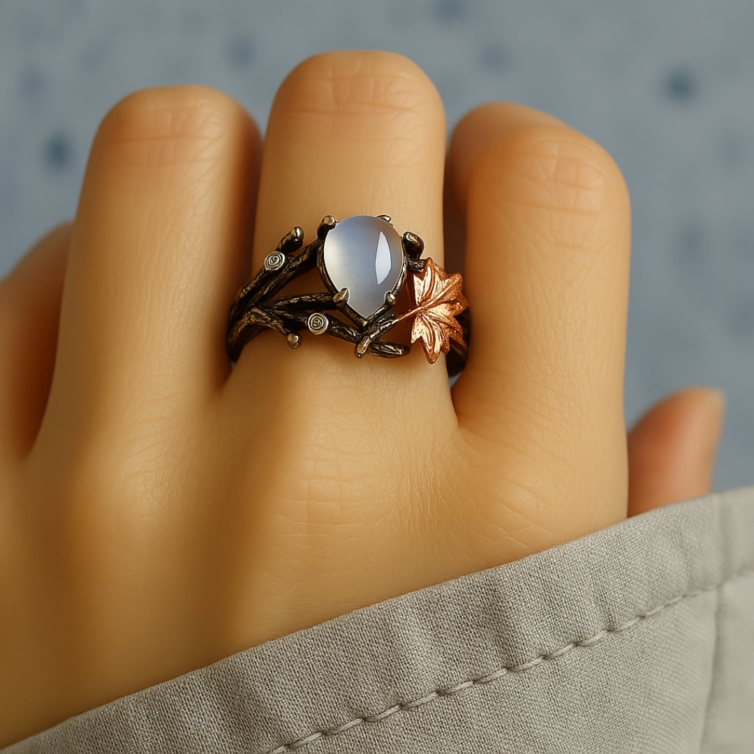 Nature-Inspired Moonstone Ring