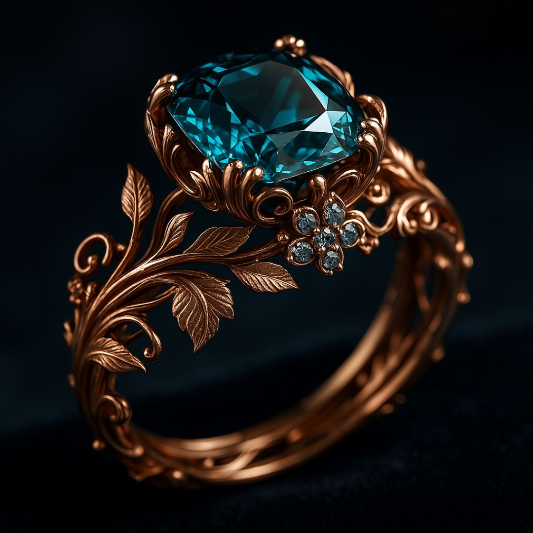 Verdant Grace – Green Crystal Nature-Inspired Ring