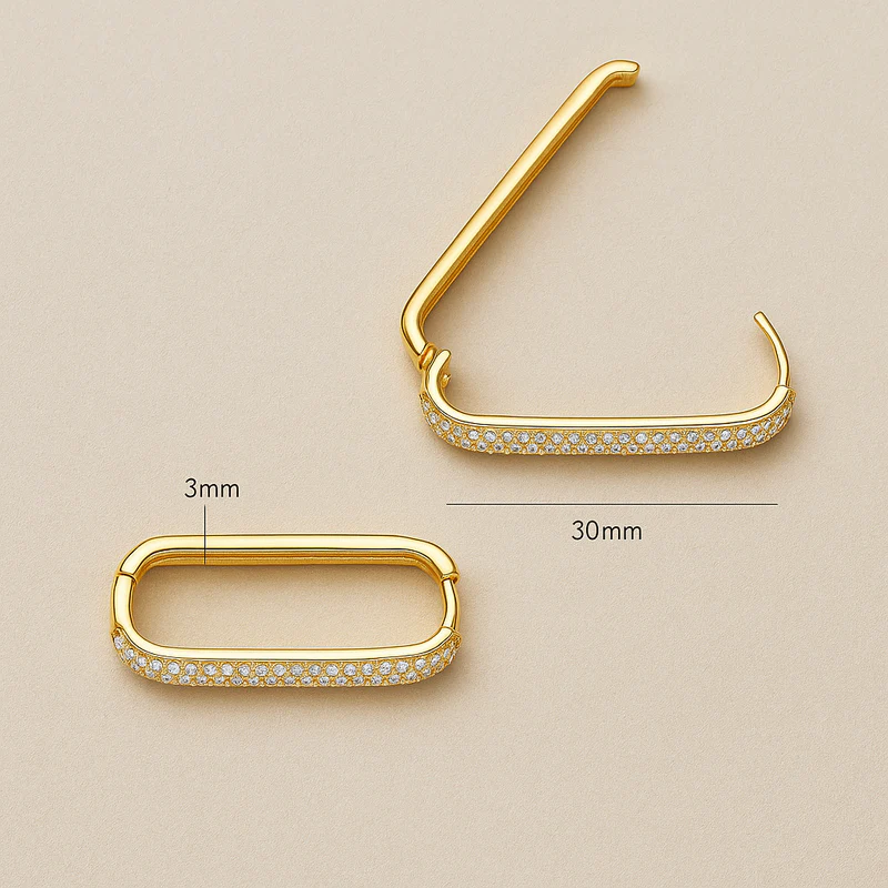 Statement Pavé Hoop Earrings – Gleaming 16K Gold Finish