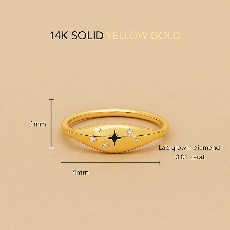Diamond-Embellished Dome Ring in 14K Gold Elegance