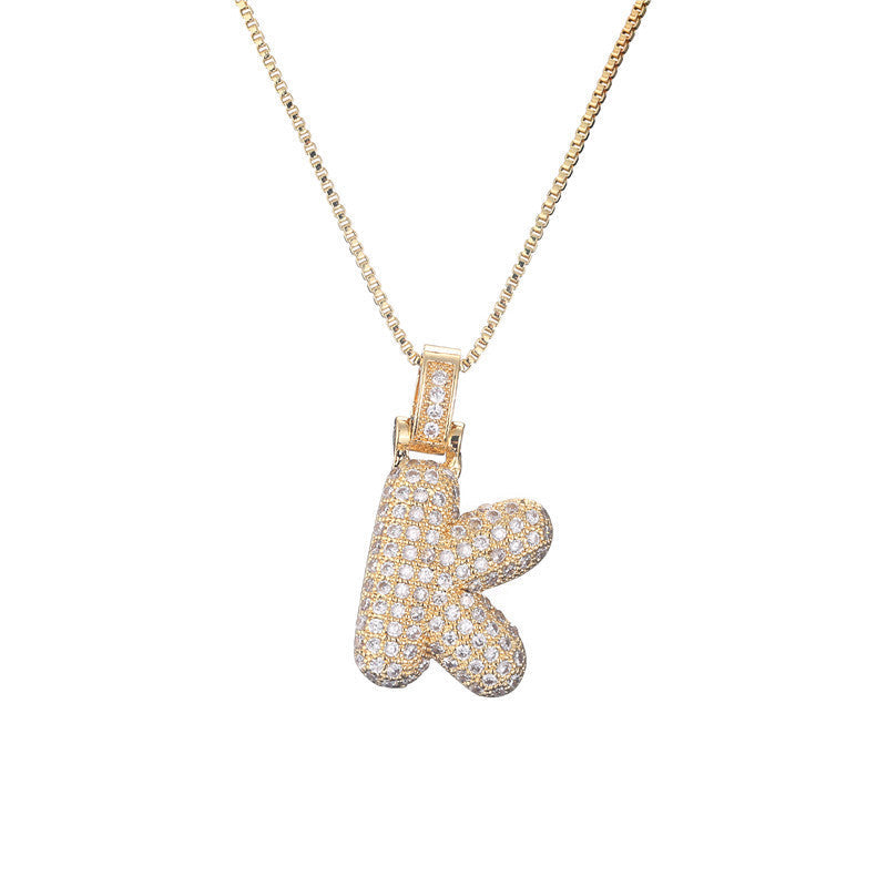 Pave Bubble Initial Necklace