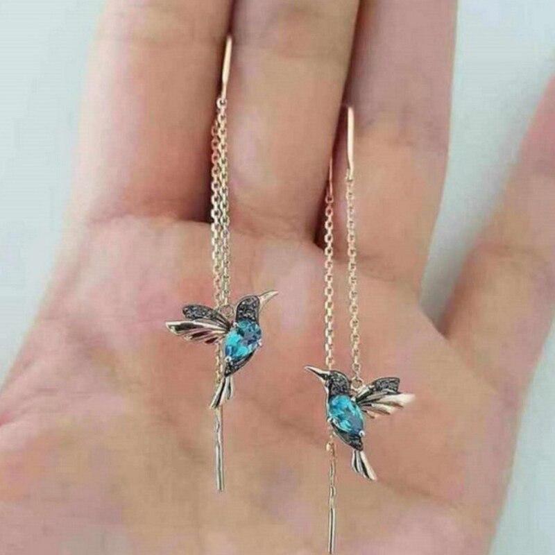 Colorful Hummingbird Earrings – Enamel & Zirconia Accents