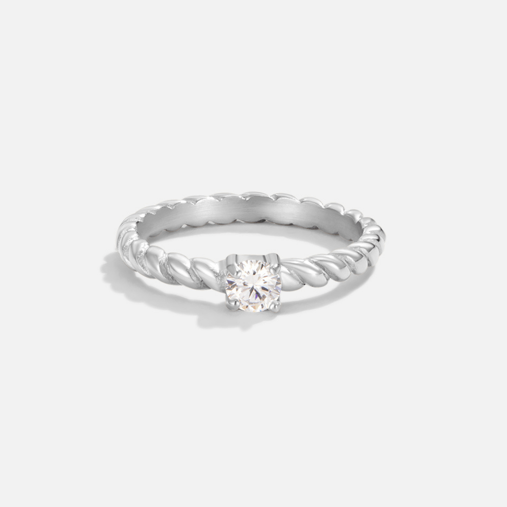 Milan - Twisted Silver Crystal Ring