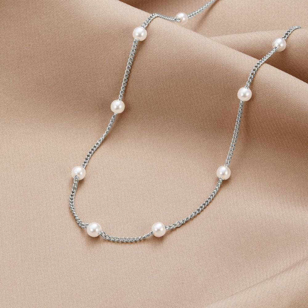 Nura - Silver Pearl Necklace
