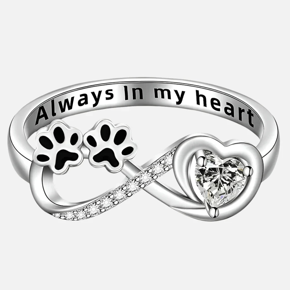 ARINA - Paw Ring with Heart & Infinity Symbol and Sparkling Zirconia