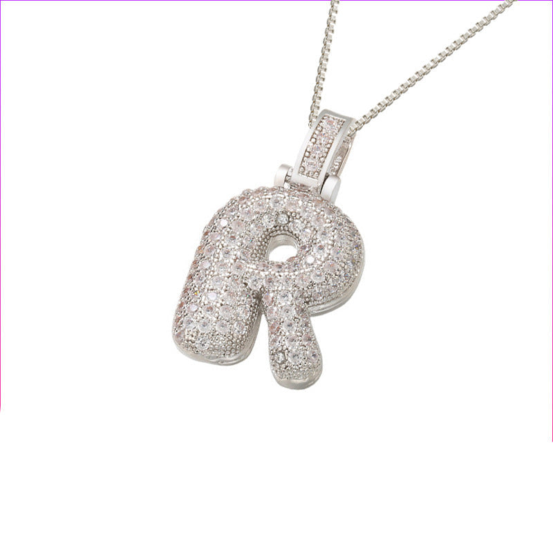 Pave Bubble Initial Necklace
