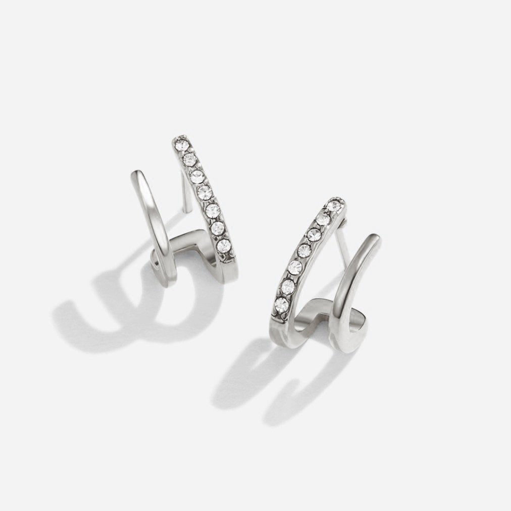 Silver Claw Earrings with Crystals