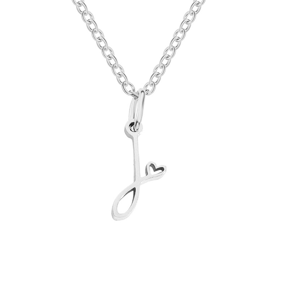 Silver Heart Necklace with Letters
