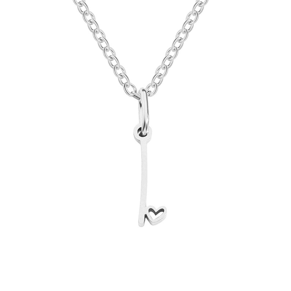 Silver Heart Necklace with Letters