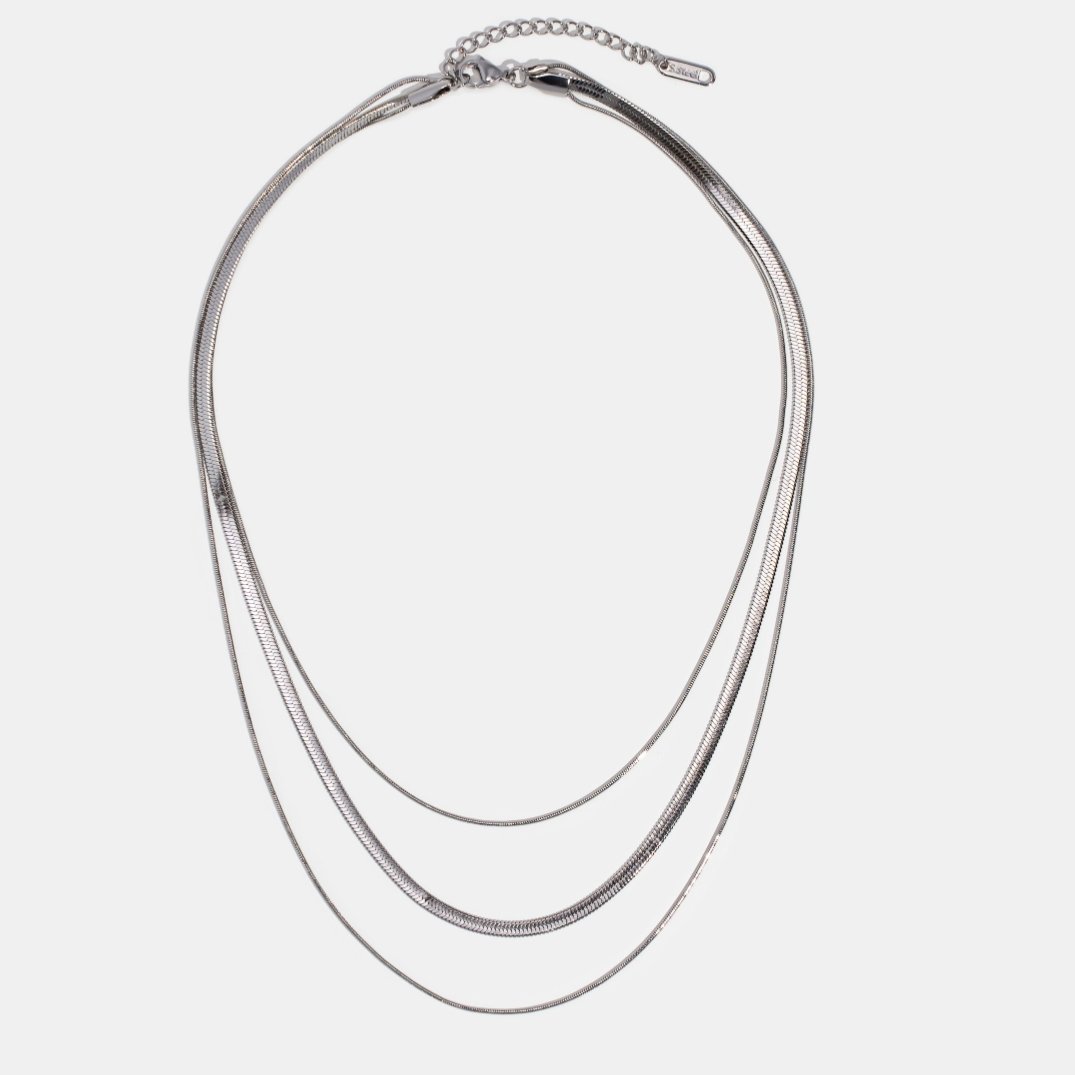 Silver Multi-Layer Chain Necklace