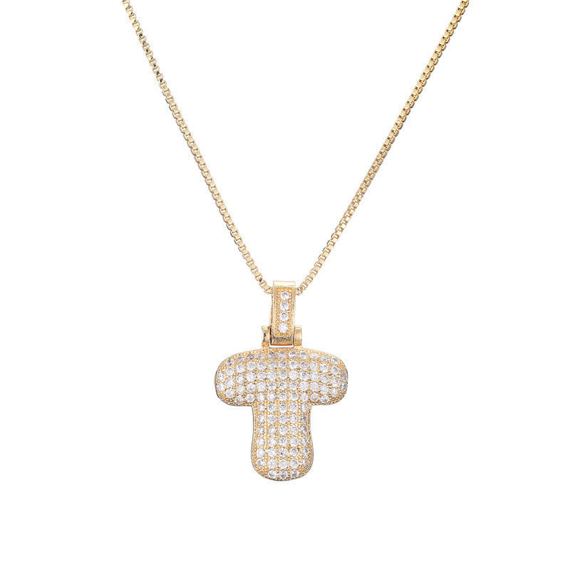 Pave Bubble Initial Necklace