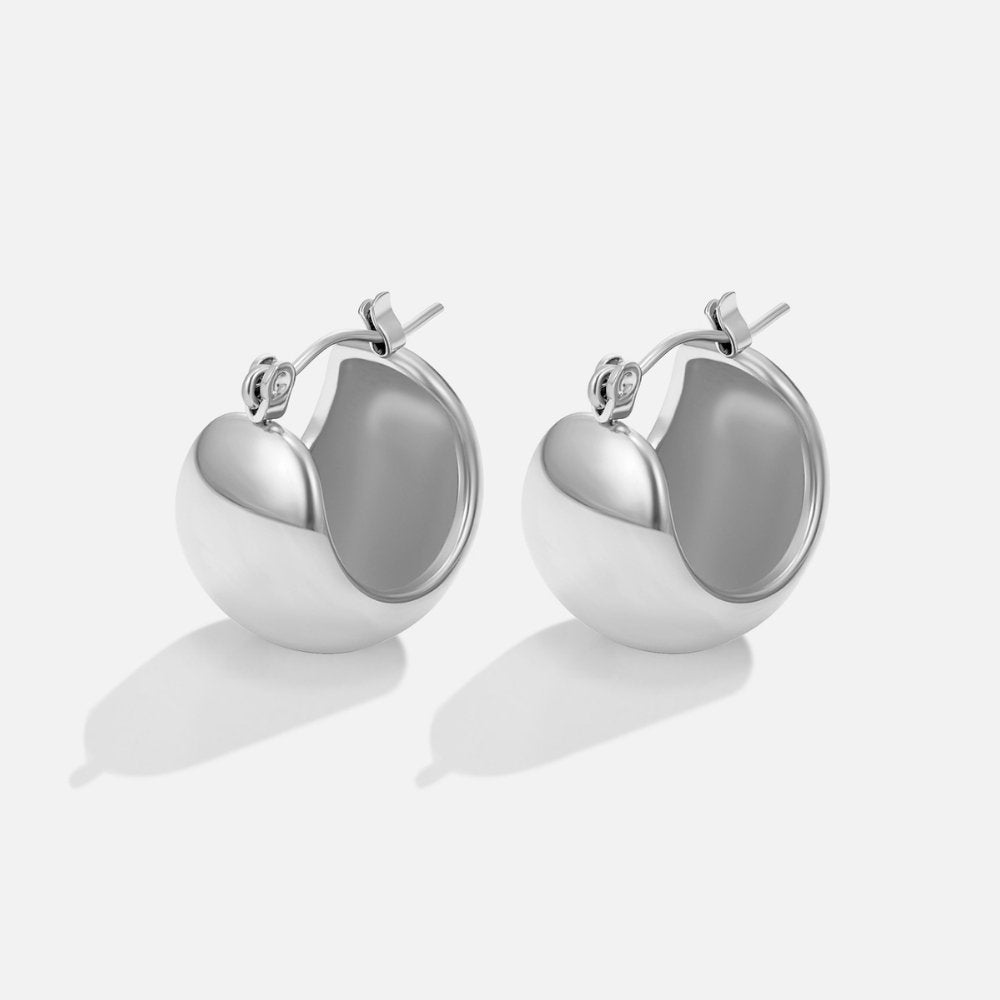 Tara - Silver Chunky Hoop Earrings