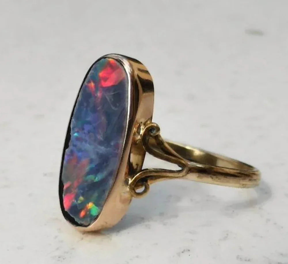 Multicolor Opal Ring with Antique Detailing