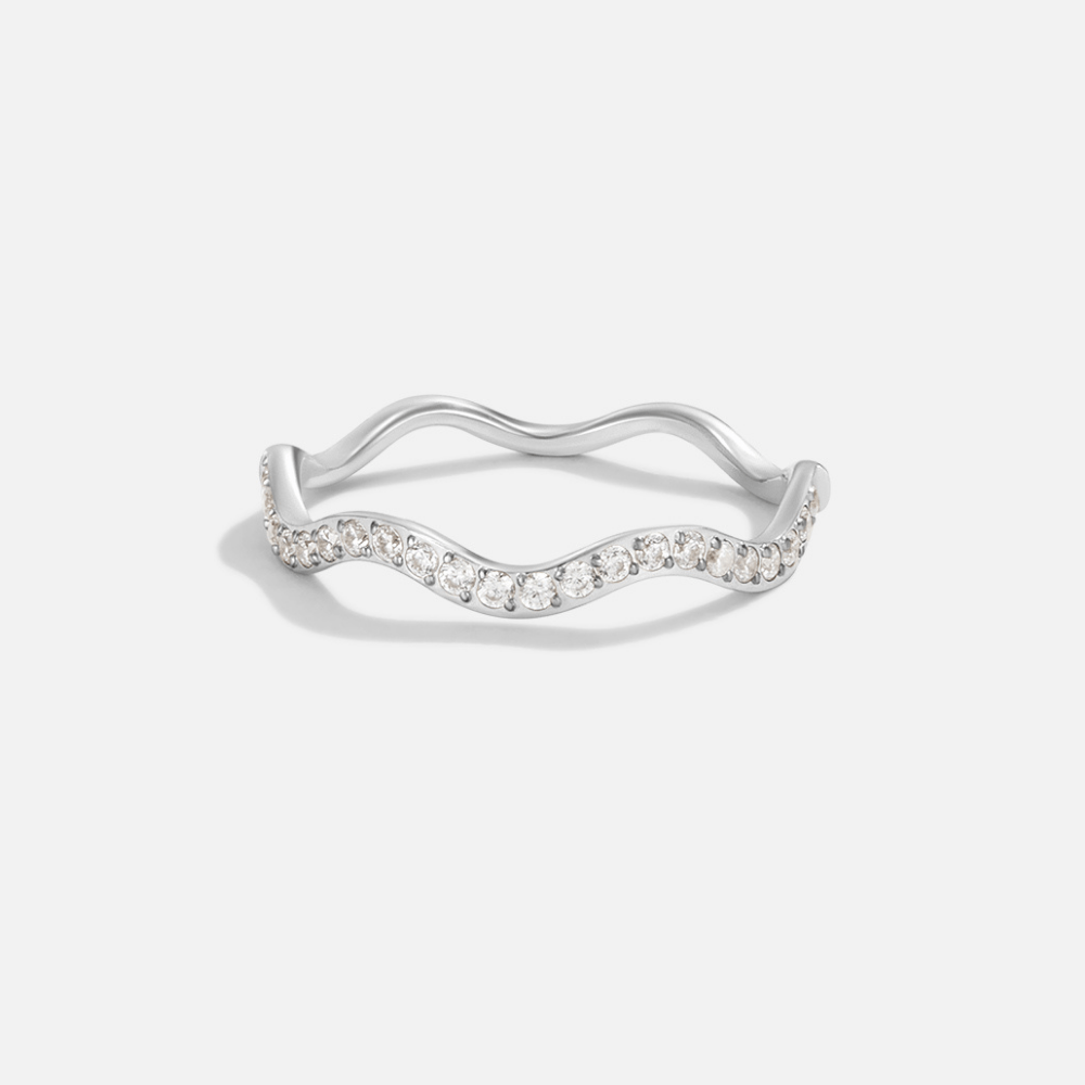 Zenya - Crystal and Silver Wave Ring