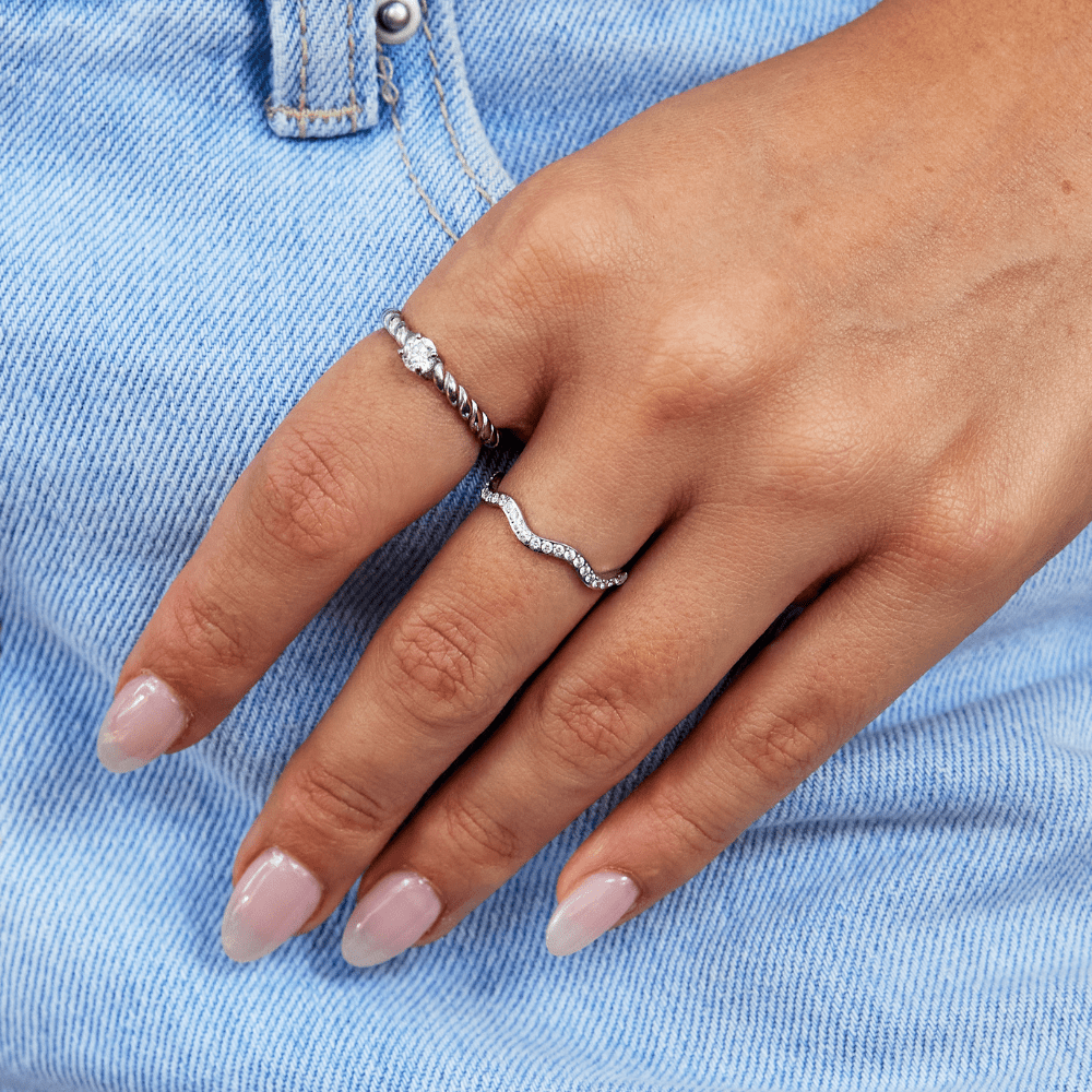Zenya - Crystal and Silver Wave Ring